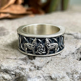 Fenris-wolf Sterling Silver Viking Ring 04 | Gthic.com