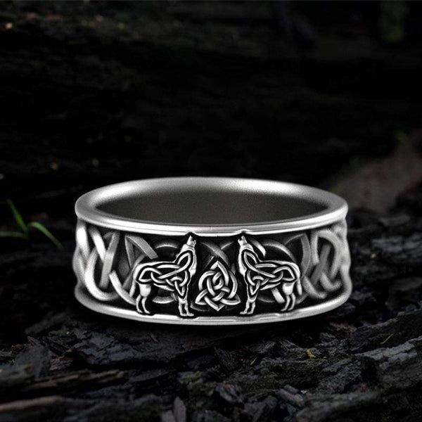 Vintage Viking Northern Ireland Celtics Knot Wolf Ring For Men Women  Stainless Steel Nordic Rings Fashion