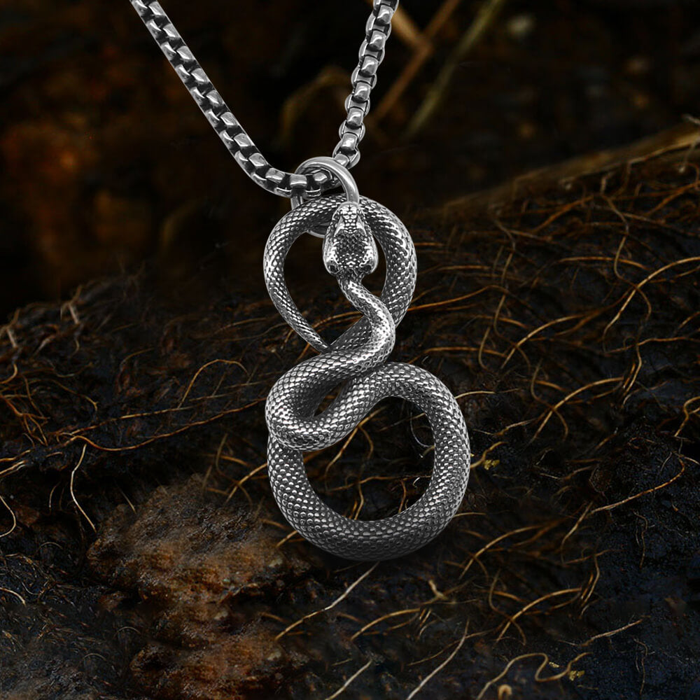 Ferocious Snake Stainless Steel Animal Pendant 01 | Gthic.com