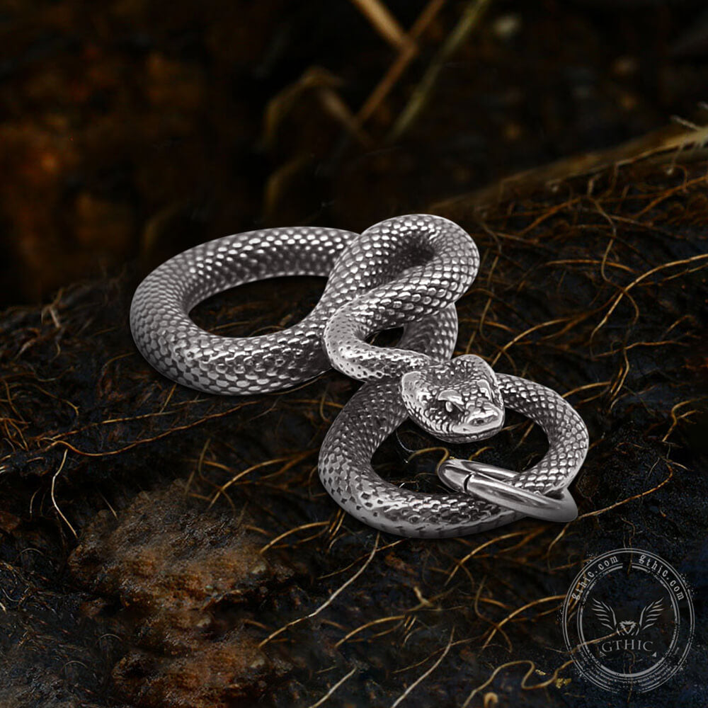 Ferocious Snake Stainless Steel Animal Pendant