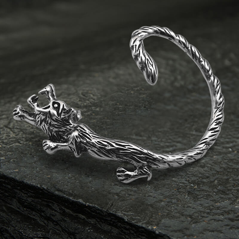 Ferocious Wolf Stainless Steel Stud Earrings | Gthic.com