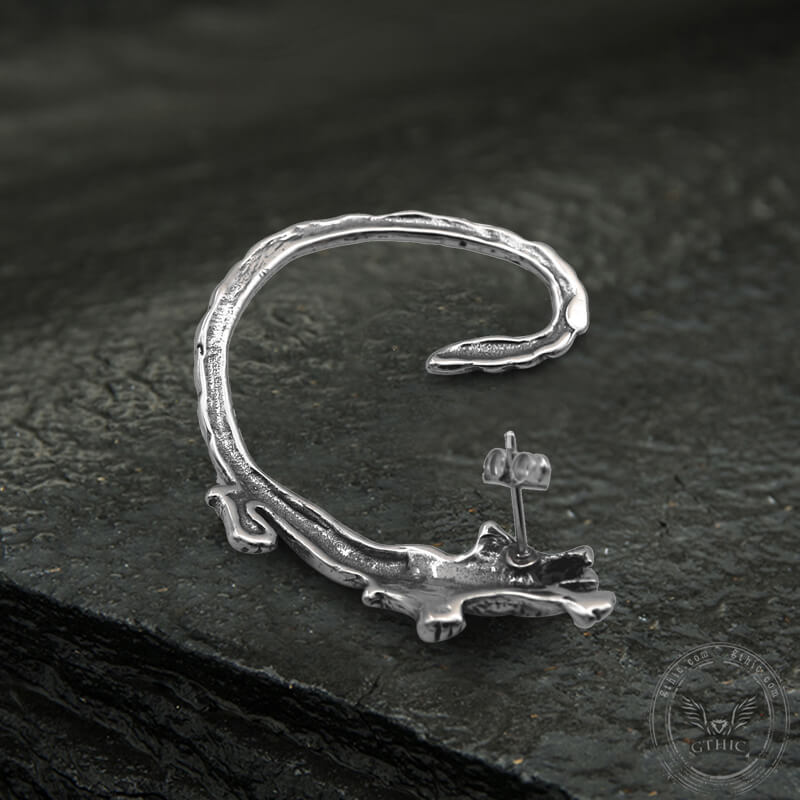 Ferocious Wolf Stainless Steel Stud Earrings | Gthic.com