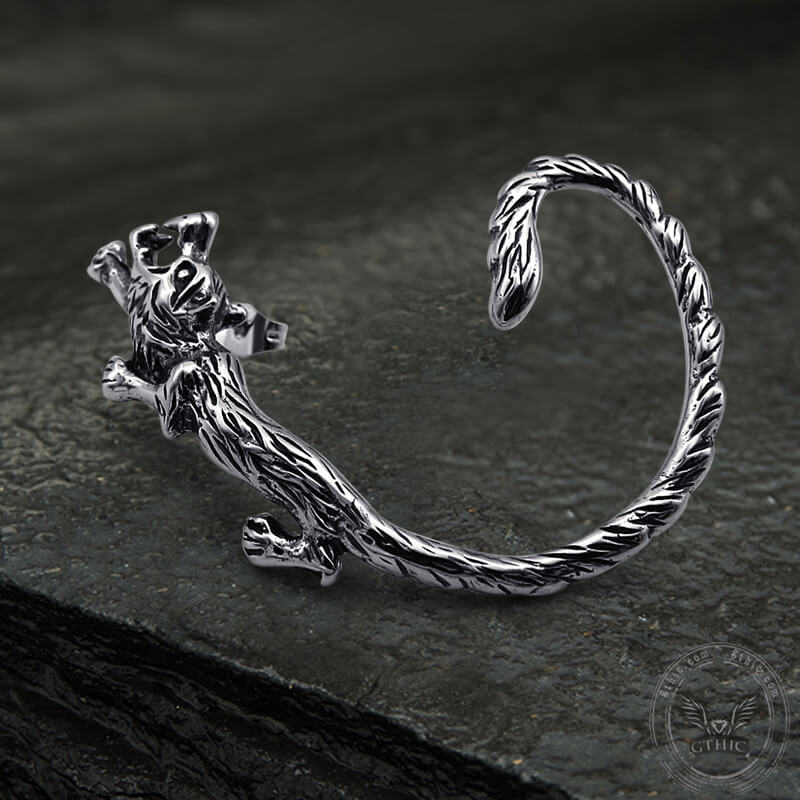 Ferocious Wolf Stainless Steel Stud Earrings | Gthic.com