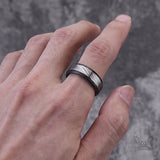 Black Step Edge Pattern Damascus Steel Ring