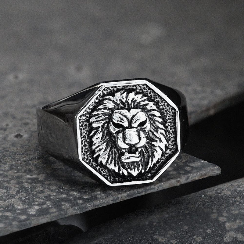 Fierce Lion Stainless Steel Ring 02 silver | Gthic.com