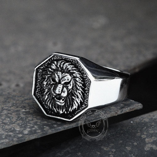 Fierce Lion Stainless Steel Ring 03 silver | Gthic.com