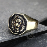Fierce Lion Stainless Steel Ring 05 gold | Gthic.com