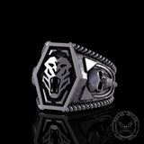 Fierce Tiger Sterling Silver Skull Ring03 | Gthic.com