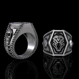 Fierce Tiger Sterling Silver Skull Ring01 | Gthic.com