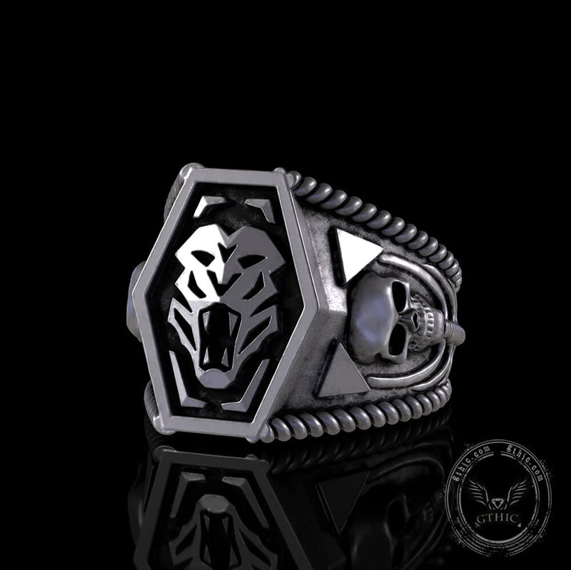 Fierce Tiger Sterling Silver Skull Ring03 | Gthic.com