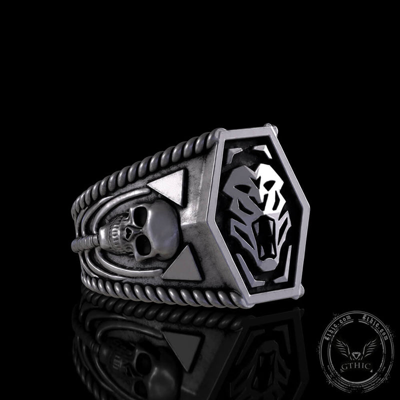 Fierce Tiger Sterling Silver Skull Ring04 | Gthic.com