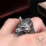 Fierce Wolf Stainless Steel Animal Ring | Gthic.com