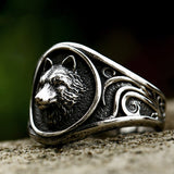 Fierce Wolf Stainless Steel Ring | Gthic.com
