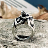 Fiery Love Kiss Sterling Silver Couple Ring 01 | Gthic.com