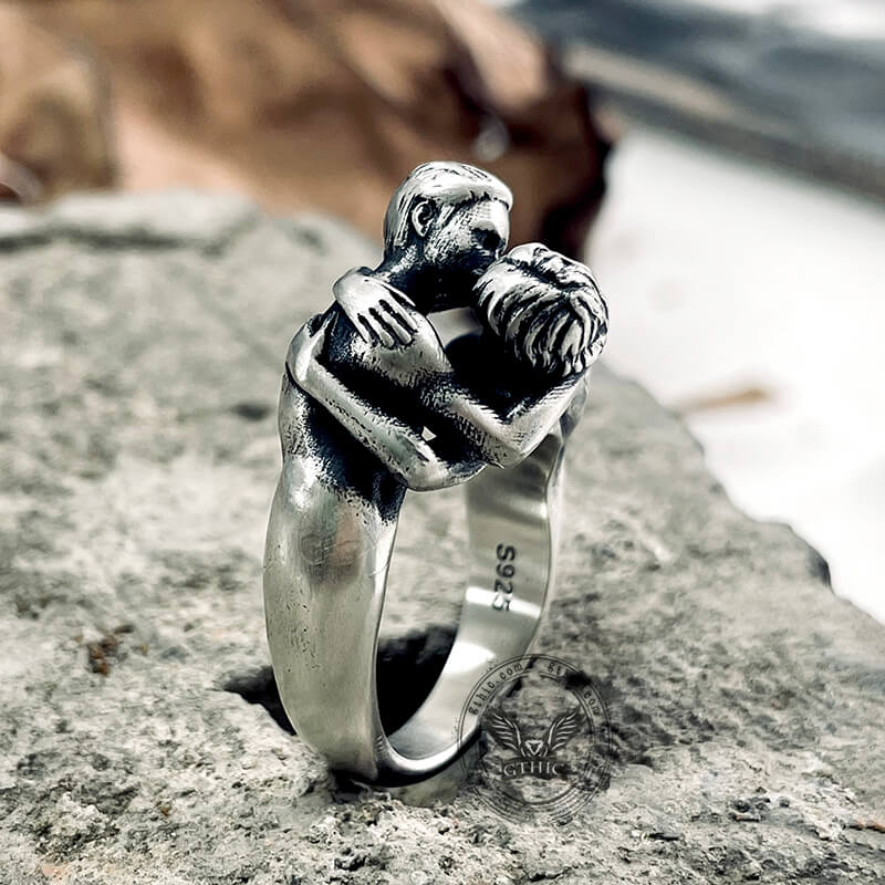 Fiery Love Kiss Sterling Silver Couple Ring