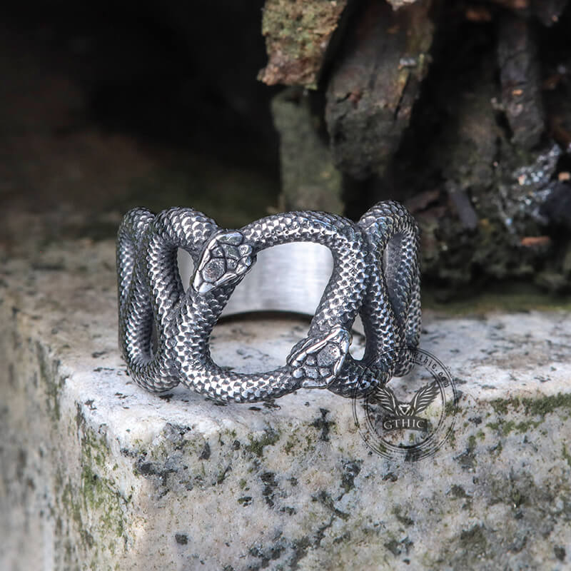 Fighting Snake Stainless Steel Ring