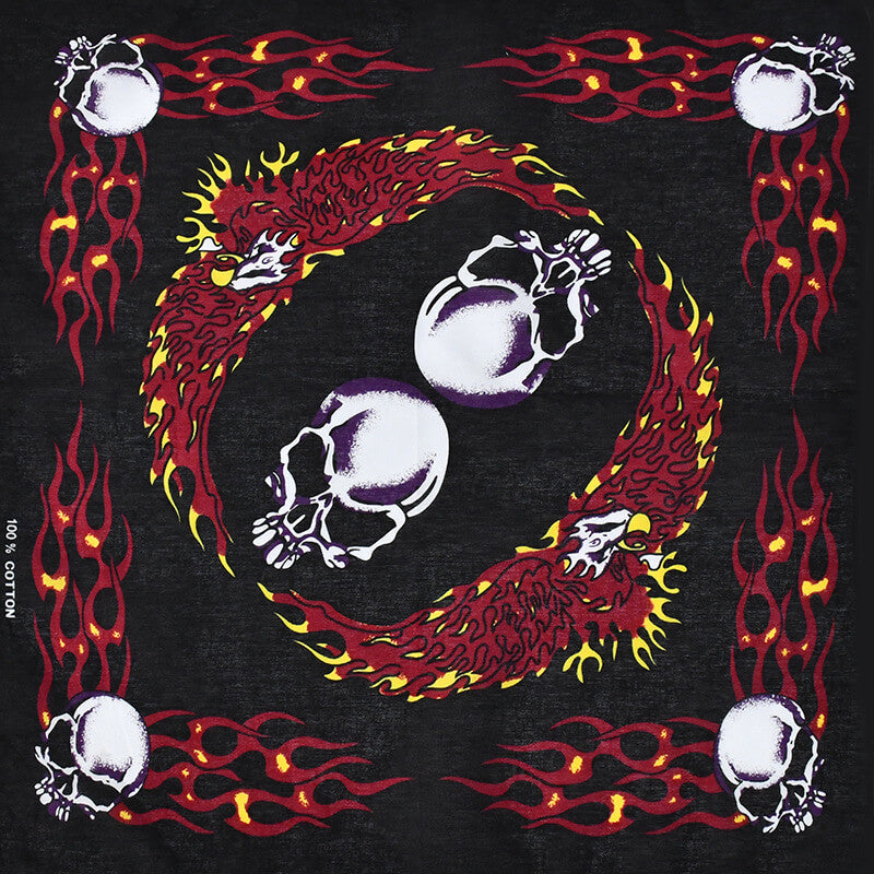Fire Wings Print Cotton Skull Square Scarf | Gthic.com