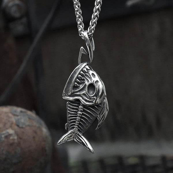 Fish Skeleton Stainless Steel Pendant | Gthic.com