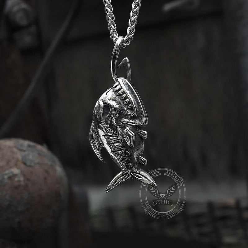 Fish Skeleton Stainless Steel Pendant | Gthic.com