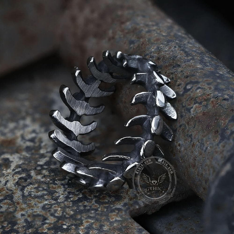 Fishbone Stainless Steel Ring