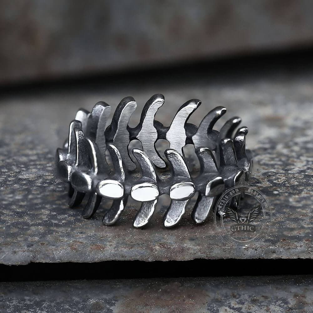 Fishbone Stainless Steel Ring | Gthic.com