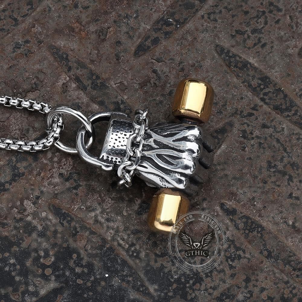 Fist Dumbbell Stainless Steel Pendant