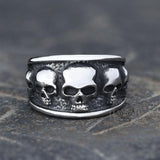 Five Skulls Stainless Steel Ring 05 | Gthic.com