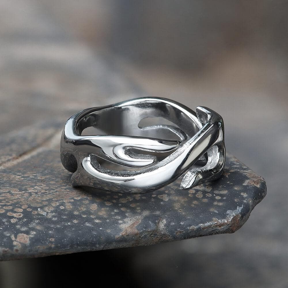 Flame Pattern Stainless Steel Ring – GTHIC