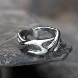Flame Pattern Stainless Steel Ring 03 | Gthic.com