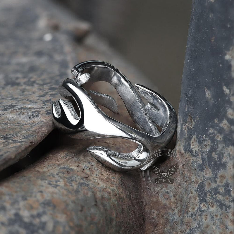Flame Pattern Stainless Steel Ring 05 | Gthic.com