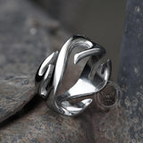Flame Pattern Stainless Steel Ring 04 | Gthic.com