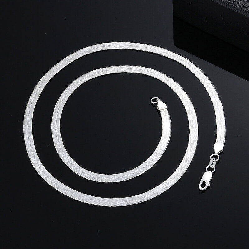 Flat Snake Chain Sterling Silver Necklace | Gthic.com