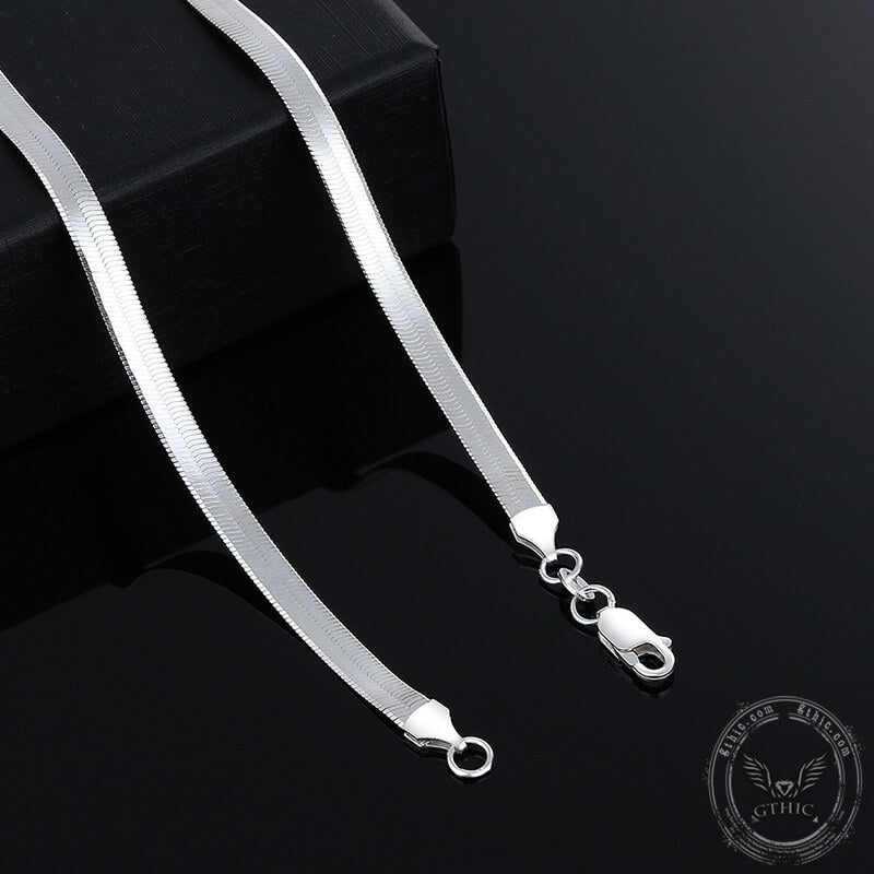 Flat Snake Chain Sterling Silver Necklace | Gthic.com