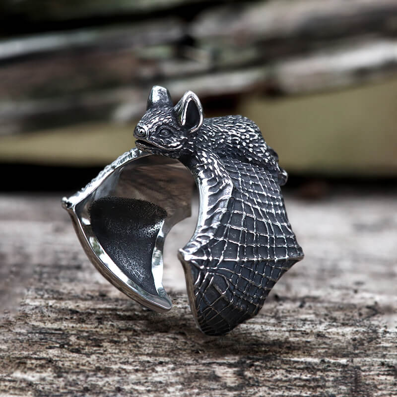 Flying Bat Stainless Steel Animal Ring | Gthic.com