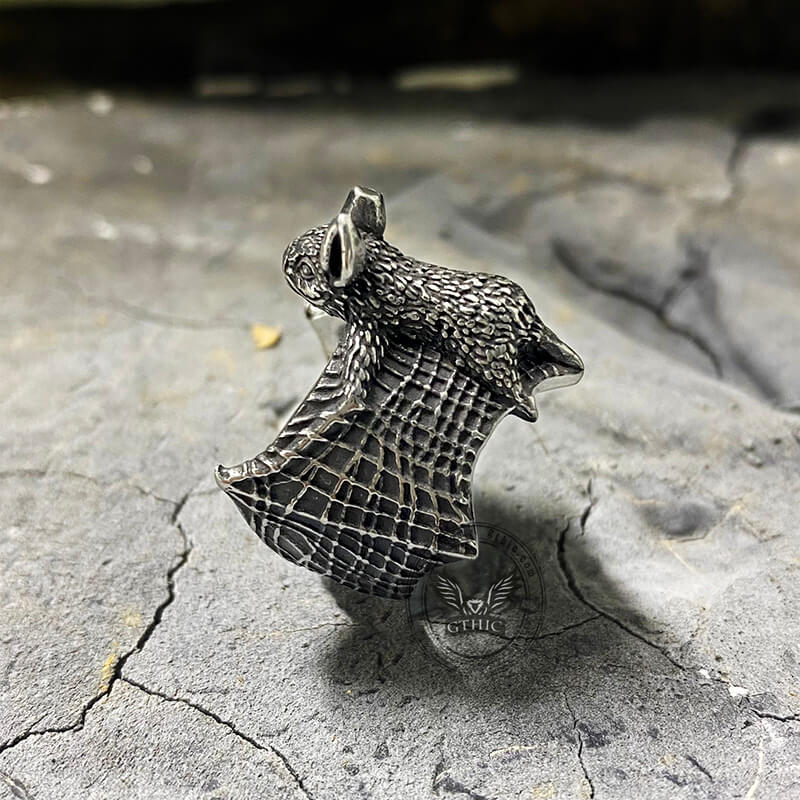 Flying Bat Stainless Steel Animal Ring | Gthic.com