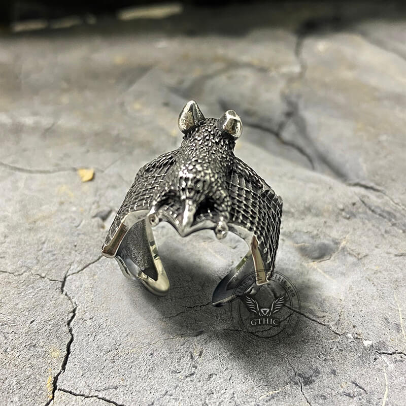 Flying Bat Stainless Steel Animal Ring | Gthic.com