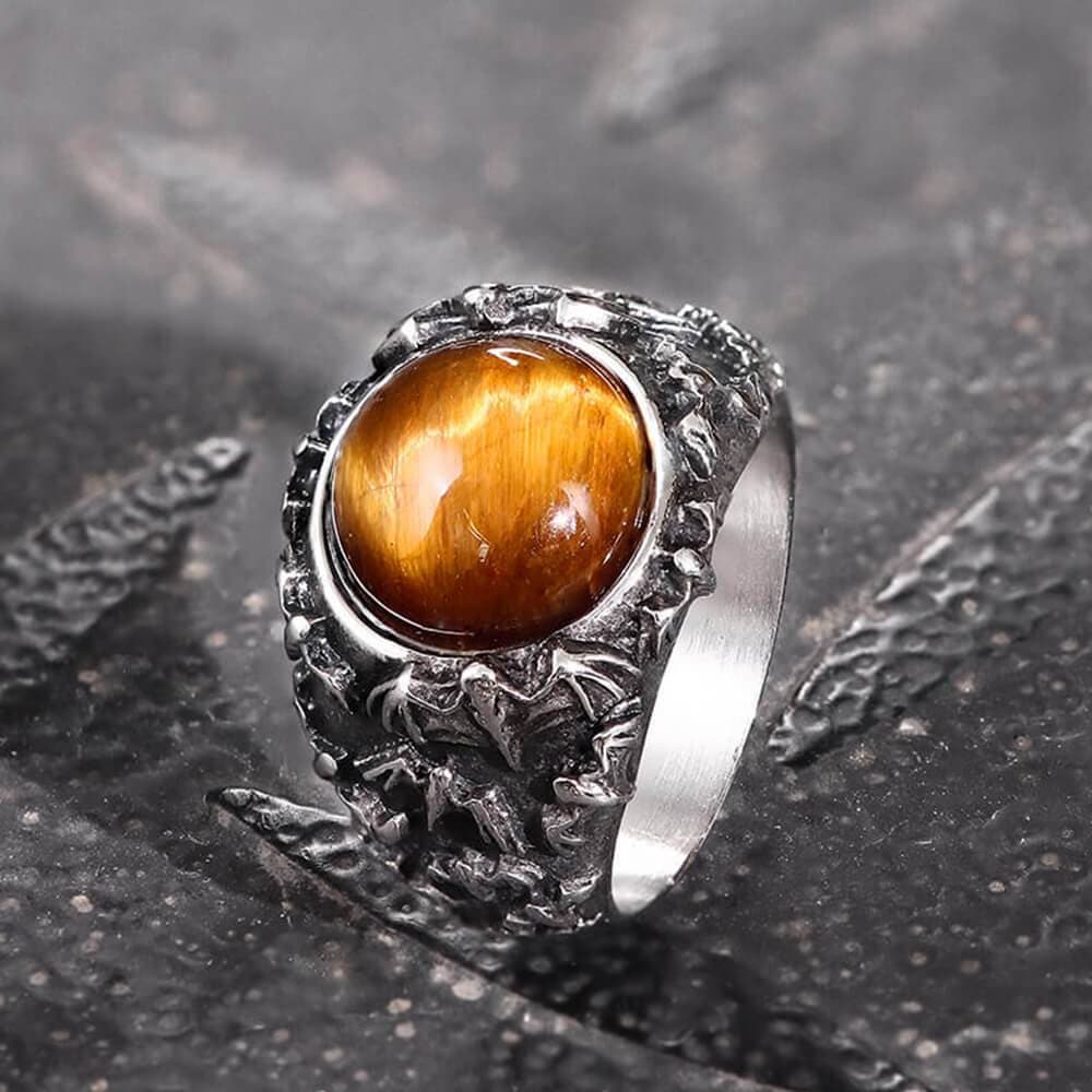 Flying Bats Stainless Steel Gemstone Ring – GTHIC