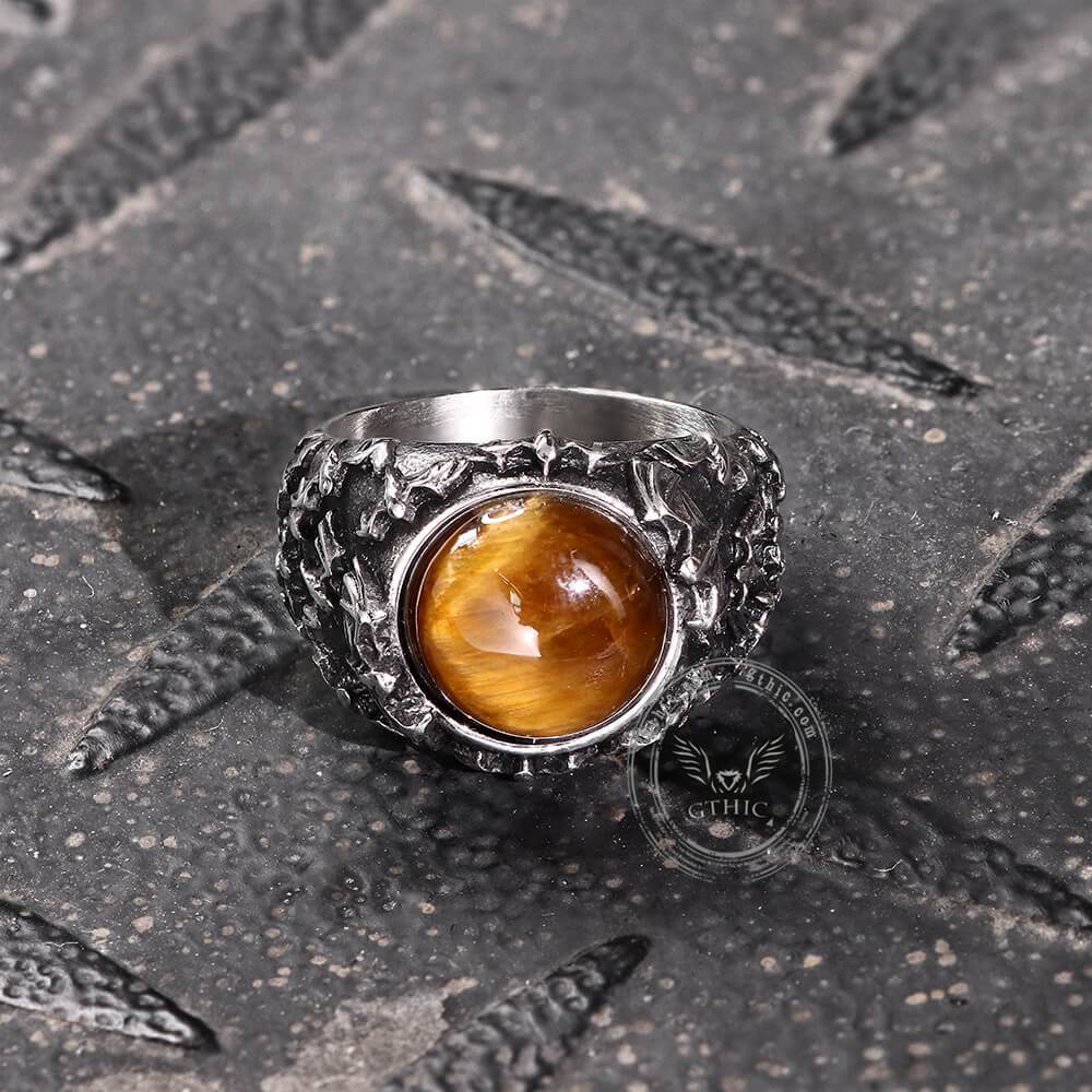 Flying Bats Stainless Steel Gemstone Ring