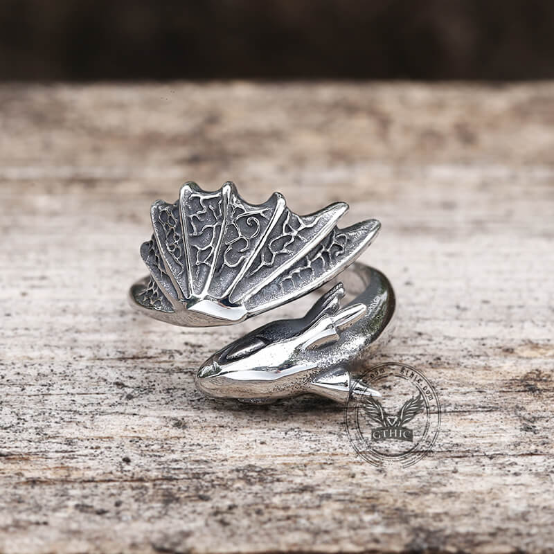 Flying Dragon Stainless Steel Ring | Gthic.com