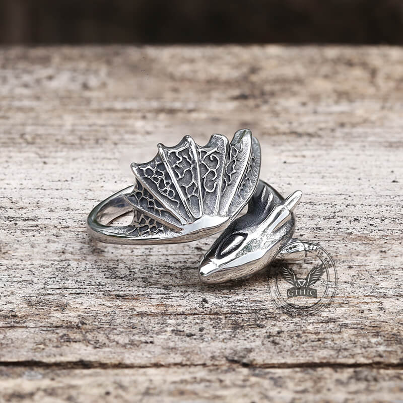 Flying Dragon Stainless Steel Ring | Gthic.com