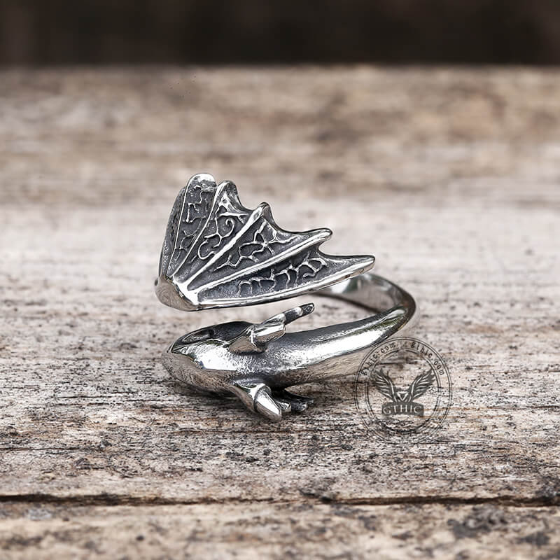 Flying Dragon Stainless Steel Ring | Gthic.com