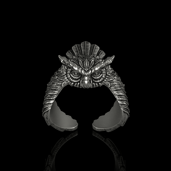 Flying Owl Sterling Silver Ring | Gthic.com