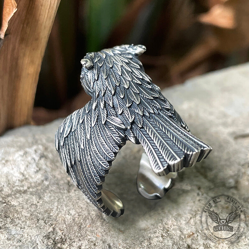 Flying Owl Sterling Silver Ring