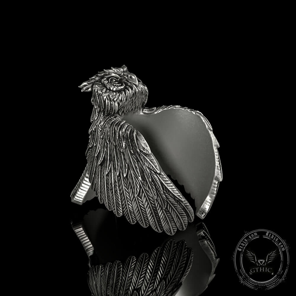 Flying Owl Sterling Silver Ring