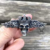 Flying Skull Sterling Silver Biker Ring | Gthic.com