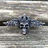 Flying Skull Sterling Silver Biker Ring | Gthic.com