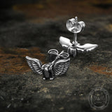 Freedom Wings Black Stone Stainless Steel Stud Earrings 04 | Gthic.com