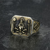 Freemason Sterling Silver Skull Masonic Ring 01 | Gthic.com