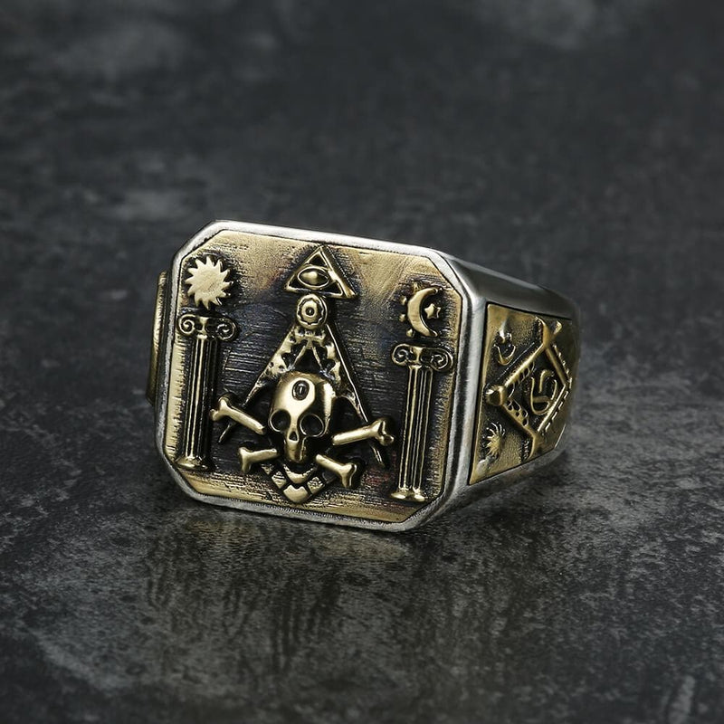 Freemason Sterling Silver Skull Masonic Ring – GTHIC