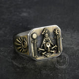 Freemason Sterling Silver Skull Masonic Ring 02 | Gthic.com